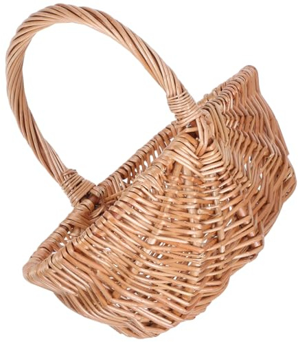 TOYZFRIENDY Cesta De Mimbre Tejida Mano Ligera Portátil Con Asa Ovalada Para Recogida De Huevos Frutas Verduras Picnic Al Aire y Compras