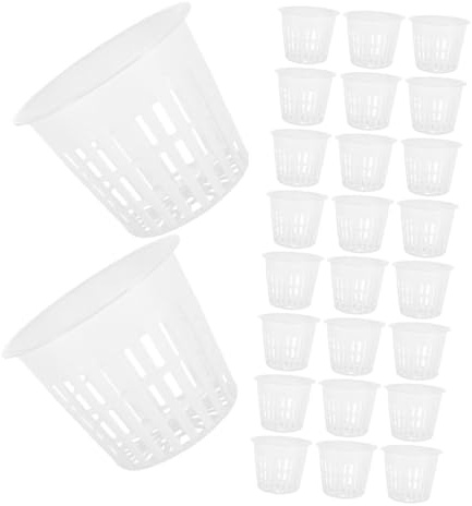Toyvian 50pcs Hydroponic Net Pots Plastic Mesh Cups for Indoor Outdoor Gardening Slotted Planter Baskets for Vegetable Growth Reusable Nursery Plant Containers with Aeration for Healthy