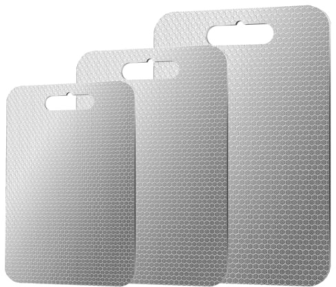 Tabla de Cortar - 3 Piezas de Utensilios de Cocina de Doble Cara | Tablas De Cortar De Metal De Corte Seguro,para Carne Fruta Verdura Queso Hogar Restaurante Barbacoa