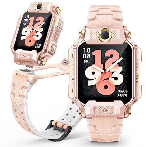 imoo X10 Montre Connectée Enfant avec GPS Localisation en Temps Réel, 4G Carte SIM, Appel Vidéo & Téléphone, Mode École, WiFi, SOS, Caméras, IPX8 Étanche-Smartwatch Enfant Garçon Fille, Rose
