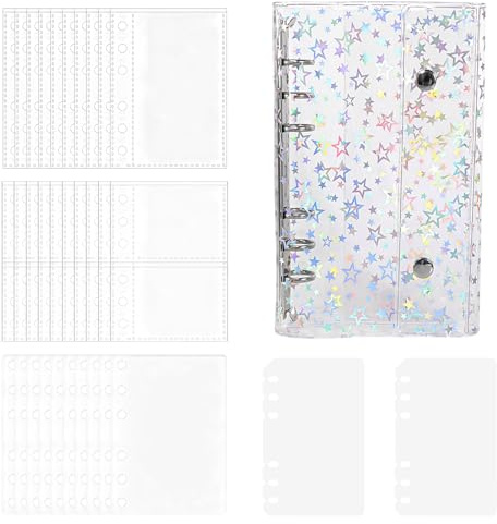 Binder for Collecting Stickers,Blank Clear Holographic | Sticker Collecting Album | for Hand-Drawn Cards Photos Girls Students Kids Teens Travel School Dorm Bedroom