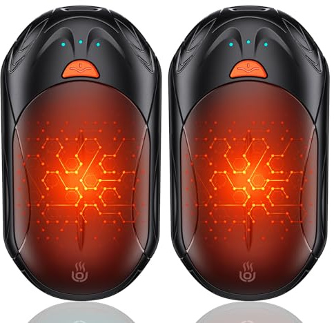 Chauffe-main électrique OUTJUT 6000mAh, OUTJUT Lot de 2 chauffe-mains rechargeables portables USB 3 modes de chauffage Chauffage rapide, pour le sport en plein air en hiver, cadeau de Noël