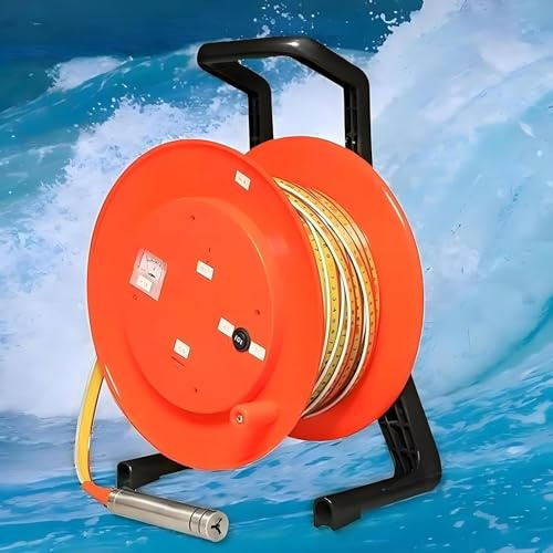 Compteur de niveau d'eau portable avec sonde fixe et ruban en acier pour puits, forages, réservoirs et tuyaux