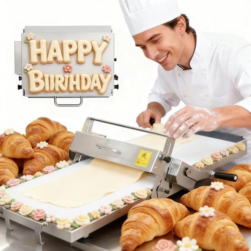 Teigmaschine Aus Edelstahl,Teigroller,Tisch-Teigausrollmaschine,Teigwalze FüR Gewerbe/Haushalt,Upgrade-Optionen: Manuell/Elektrisch FüR BäCkereifondant, Croissants,FesttagsgebäCk A300Manual