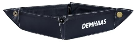 DEMHAAS Valet Tray in ecopelle – Porta chiavi pieghevole e svuotatore tascabile con bottoni automatici – Elegante vassoio per chiavi, orologio, gioielli e smartphone – Ufficio e casa (nero)