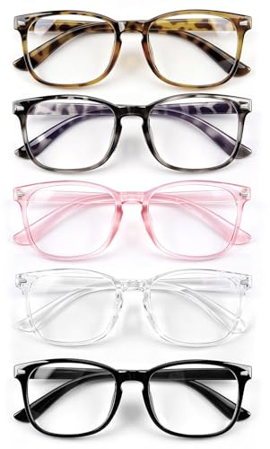 WinHoliLux 5 Pack Blue Light Blocking Glasses with Storage Bags | Computer Screen Filter, Anti-Headache, Anti-Eye Strain, Anti-Glare, UV Protection, Gaming Glasses, Non-Prescription