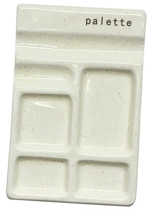 Keramik Farbpalette mit integriertem Pinselhalter, 4 Vertiefungen, Mischpalette für Aquarell, Öl, Acryl, Farbschema