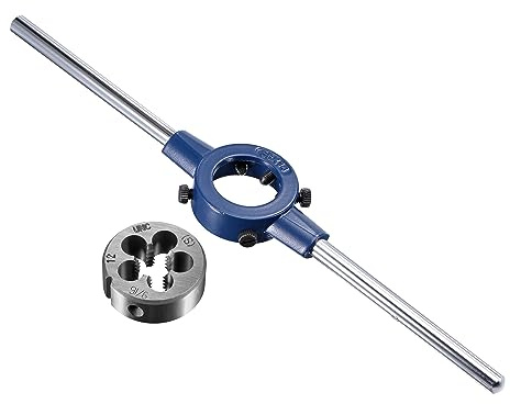 QUARKZMAN Juego de Llave de Mango de Porta Terrajas Redondas, Terraja de Roscado UNC 9/16-12,Porta Terrajas de 38mm (1-1/2) (Compatible con: Terrajas de 26mm-38mm Terrajas de Rosca M12-M16)