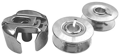 ZickZackNaehmaschine Spulenkapsel + 2 Metall Spulen für Pfaff dualmatic 935, Pfaff dualmatic 935-1, Pfaff dualmatic 955, Pfaff dualmatic 955-1 Nähmaschine