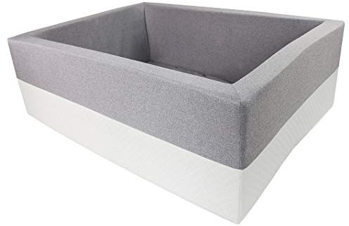 Rainbow Kids - XXL Luxus Bällebad Bällepool Bällebecken Spielbälle Kugelbad Bällchenbad Spielbecken Ball (120x120x40- ohne Bälle)- Hellgrau-Weiss