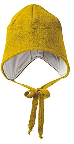 Disana WALK-MÜTZE, 100% Bio-Merinowolle GOTS, IVN Best – Futter: 100% Bio-Baumwolle | Besonders warme und weiche Wintermütze | Baby Kleinkind Kind Unisex | Made in Germany | Curry Gr. 1