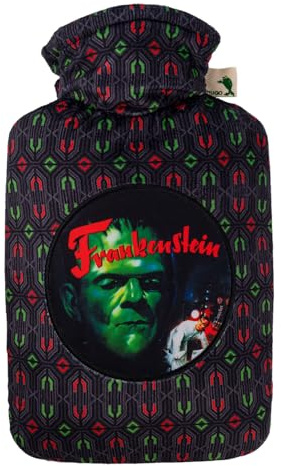 Hugo Frosch Wärmflasche Klassik 1,8 l Nickibezug Movie Frankenstein | Große Bettflasche Made in Germany, auslaufsicher & langlebig, mit kuscheligem Überzug, abnehmbar & waschbar