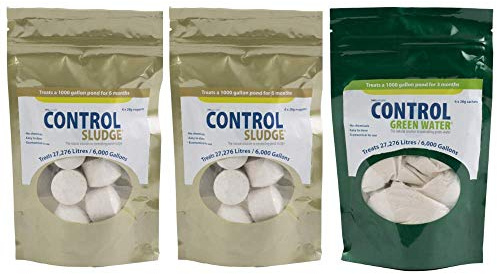 Swell Control Sludge and Green Water 3 Pack. Pond Clear Water Treatment, Sludge Remover and Pond Cleaner