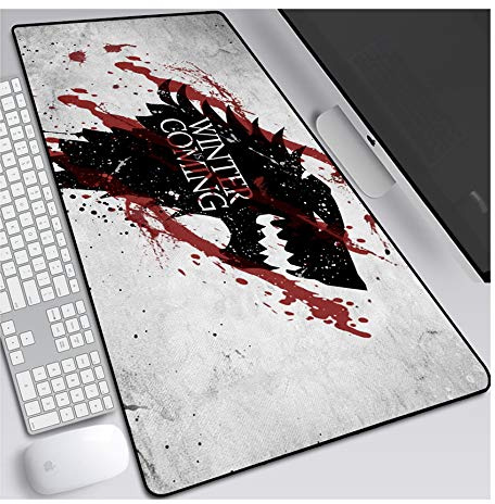 Game of Thrones 900x400mm Tapis de Souris XXL Multifonction Gaming Mousepad XXL Grand sous Main, Anime Souris 3mm Bureau Anti-Glissant Surface Texturée pour Ordinateur, H