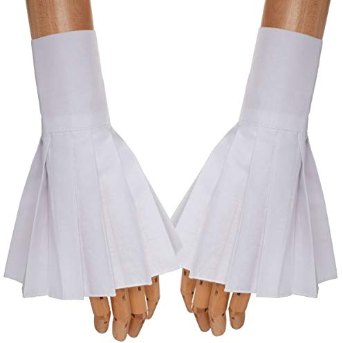 GRACEART Handgelenkmanschetten für Damen Plissee-HornFake Sleeve Manschetten Zubehör (Weiß)