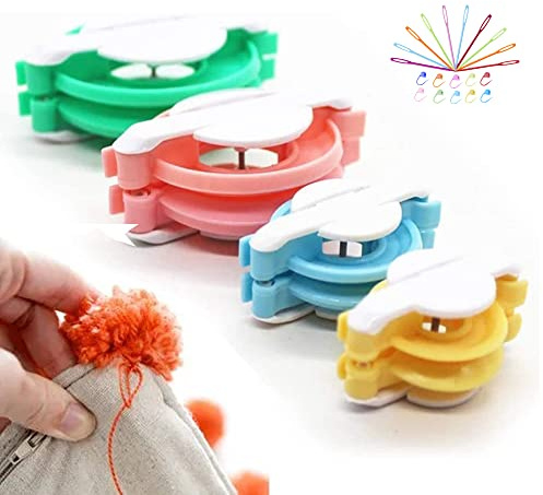 Knewmart Pom Pom Maker, 4 Größen Fluff Ball Weaver Nadel Pompom Maker Sets-DIY Pompoms Handwerk Puppe Making Kits Enthält 10 Stück Strickstichmarker + 10 Stück Plastiknadeln (24)
