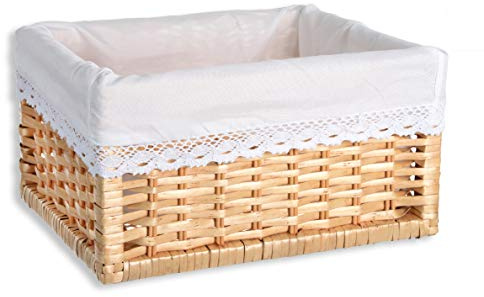 HERSIG - Pongotodo Mimbre Natural | Cesta Mimbre Rectangular con Forro, sin Asas - 34 x 28 x 18 cm - Color Miel