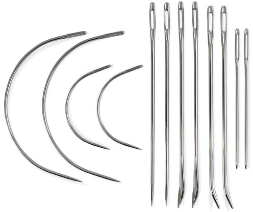 Heavy Duty Hand Sewing Needles Set - 12 Needles for Upholstery, Leather, Carpet Canvas Repair