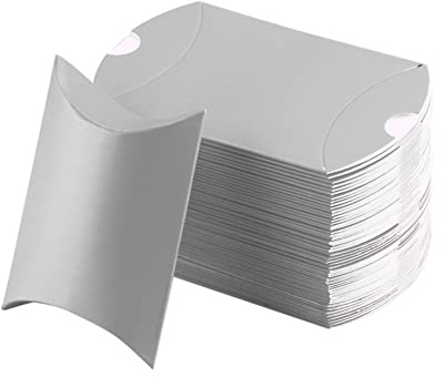 100 Stück Kissen Schachtel Geschenkverpackung Boxen Faltschachtel Hochzeits Süßigkeiten Boxen Schmuck Schachtel für Hochzeiten Silber