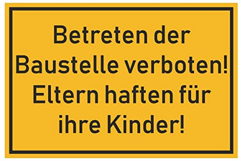 Samunshi® Aufkleber Baustelle betreten verboten - Schild Sticker Hinweisschild Warnschild Vorsicht Gelb Grundstück betreten auf eigene Gefahr Lebensgefahr - 25x16,5cm mehrfarbig