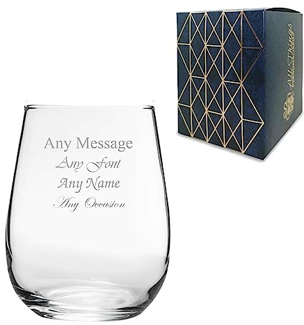 Personalised Engraved 360ml Corto Stemless Wine Glass with Gift Box