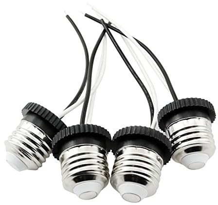 E26 Socket Adapter BLLNDX 4PCS Medium Edison Base Ceiling LED Retrofit Power Adapter Bulb Socket with 15cm Wire E26 Base Pigtail