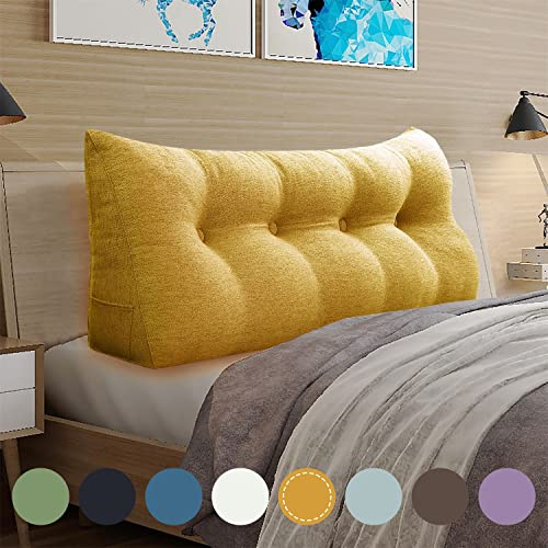 Rucener Kopfteil Kopfkissen Hohen Rückenlehne Kissen Hohen Rückenlehne Kissen Rückenlehne für Bett Perfekt AlsKissen Zum Fernsehen und Lesen Gibt Es in Vielen Größen Gelb 140 cm