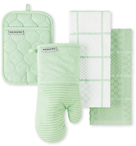KitchenAid Onion Quilt KT OM PH Kitchen Towel, Oven Mitt & Potholder Set, Pistachio