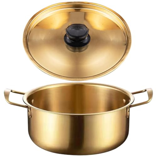 Housoutil Stainless Steel Noodle Pot with Lid Portable Kitchen Pot for Soup Porridge and Ramen Handheld Cooking for Camping Hiking Picnic Patio and Dinner Party