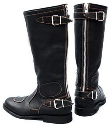 Herr Riddare Boots Motorcykel Stövlar Västra Cowboy Stil Höga Motorcykel Stövlar Med Spänne Stor Storlek Vintage Utomhus Ridskor, Svart, 44 EU