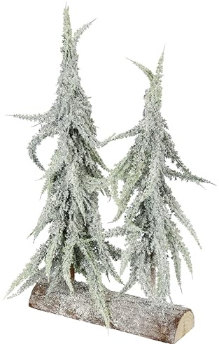 Mini árbol de Navidad Artificial Helado y nevado sobre Base de Madera, Nieve Artificial, pequeño árbol de Navidad, decoración de Mesa, árbol de Navidad, Abeto Artificial, pequeño árbol de Navidad