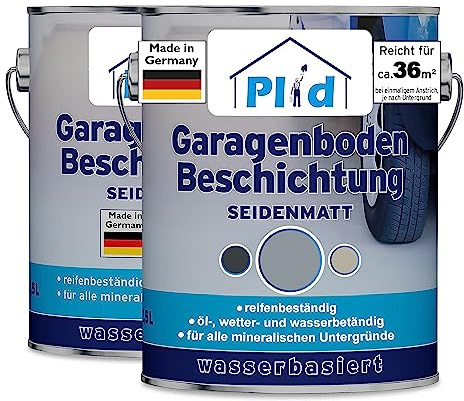Plid® Garage Golvbeläggning Betongfärg för Utomhus och Inomhus [5 L Silvergrå] - Vatten och Väderbeständig Frostsäker Garagegolvfärg - Betongtätning