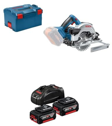Bundle of Bosch Professional 18V System Akku Kreissäge GKS 18V-57 G (Sägeblatt-Ø: 165 mm, Schnitttiefe: 57 mm) + Set de batteries (2x batteries GBA 18V 5.0Ah + chargeur rapide GAL 1880 CV)
