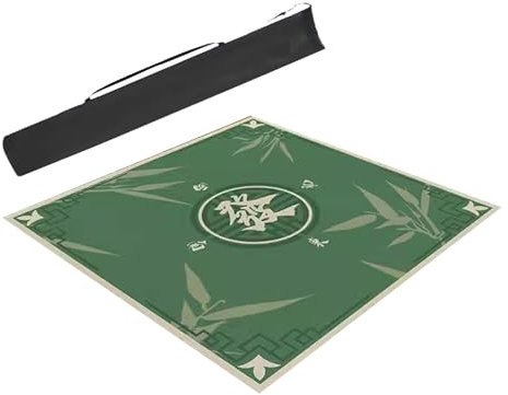 Mahjong-Tischdecke Grüne Mahjong-Matte Mit Windpositionierung Und Regeln, Rutschfeste Mahjong-Tischmatte Mit Gummirückseite, Kostenlose Spielmatte For Schneidebrettspiele ( Color : Green-2 , Size : 33