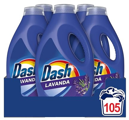 Dash Flüssigwaschmittel für Waschmaschine, 105 Waschgänge (21 x 5), Lavendel, entfernt Flecken, verleiht Frische, wirksam bei Kälte und in kurzen Zyklen