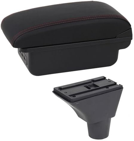 Apoyabrazos para coche Para Seat Para Ibiza 6j Para Ibiza 6L Caja Reposabrazos Contenido Tienda Central Con Portavasos Caja Almacenamiento Consola Central USB (Color : C1 Red Line)