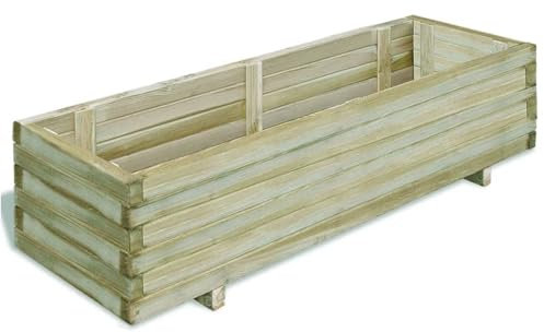 Kavolet Jardinière surélevée en bois, 120 x 40 x 30 cm, composteur en bois, bac à fleurs, bac à fleurs, bac à plantes, pour jardin et terrasse, pin massif