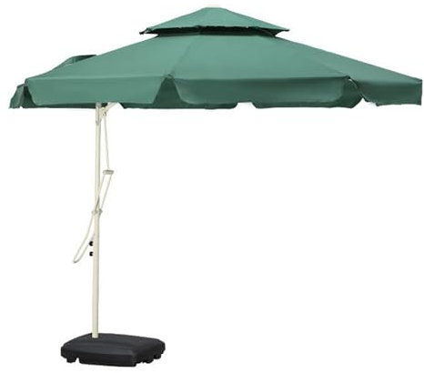 HESHEQ Patio Exterior Paraguas 300 cm Sombrilla Excentrico Parasol de Jardín sombrilla de jardín Parasol grande 3M protección UV aluminio for Patio,Terraza,Balcón,Piscina(Size:White)