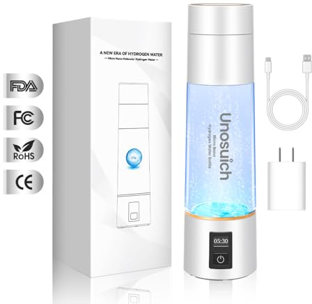 Unosuich Micro Nano Botella de agua de hidrógeno, generador de botellas de agua rico en hidrógeno, taza de agua con infusión de gas H2 molecular, jarra, hervidor, ionizador, PEM SPE de 10