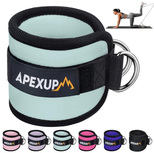 APEXUP Knöchelriemen für Kabelmaschine, Knöchel-Widerstandsbänder, Kabel-Kick-Back-Knöchelriemen für Fitnessstudio, Gesäßtraining, Beinverlängerung, verstellbare Gurte mit Neoprenpolsterung (einzeln