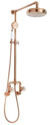 MILANO Manual Mixer Valve 230mm Shower Head Handset Riser Rail Copper