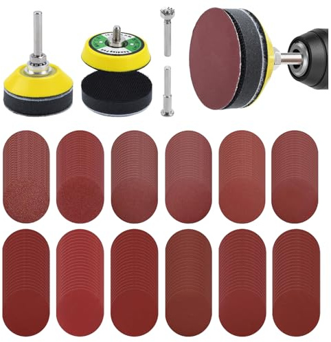 244 pcs Stück Schleifpapier Klett 2 Zoll (50mm) Schleifscheiben Pad Kit 80-3000 Körnung für Nass/Trockenschliff Für Bohrer, Schleifer & Rotary Tools, Inkl Adapter für Metall Holz, Auto, Glas