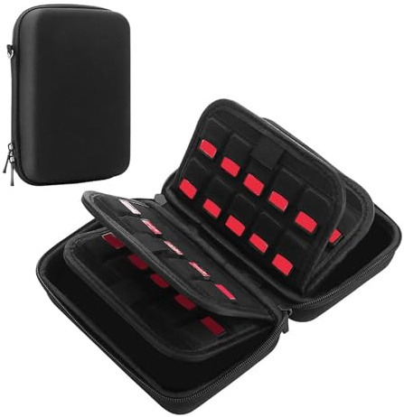 Spelkortfodral med 80 Platser för , för EVA Nylon Hard Shell Travel Portable Cartridge Storage Organizer, Spelkortshållare för Barn och Vuxna Kompatibel, Svart