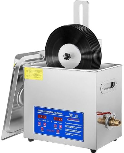 Commercial Ultrasonic Cleaner, 6L Ultrasonic Vinyl Records Cleaning Machine, Disc Washer, Clean 1-6 Vinyl Records One time, 40KHz 180W Professional Type with Basket & Fine-mesh Ball