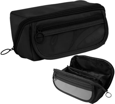 Lvjkes Federmäppchen, Mäppchen mit 9 Fächern und großem Fassungsvermögen, Multifunktionales große Eröffnung federmappe, Langlebig und wasserdicht, Für Kinder, Frauen, Männer, Jugendliche (Schwarz)