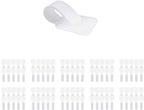Hicab Klett-Kabelhalter selbstklebend | 100 Stück Mehrfachverpackung | Flexible Kabelbefestigung z.B. für Wand, Fußleiste und Schreibtisch (100er Packung, weiss)