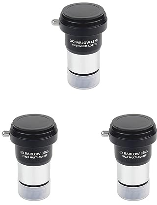 Juego de 3 lentes Barlow de cuerpo de metal 3X para oculares telescópicos de 1.25 pulgadas, 31.7 mm M42