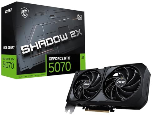 MSI GeForce RTX 5070 12G Shadow 2X OC - 12GB GDDR7 (28Gbps/192-bit), PCIe 5, Boost: 2542 MHz, HDMI 2.1b, DisplayPort 2.1b