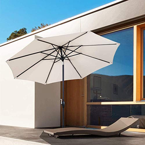 HUIBBGO Petit Parasol inclinable Automatique pour terrasse, Balcon et Jardin - Parasol de Table d'extérieur avec manivelle et mât en Aluminium, 2,25 m/7,5 pi, Vert
