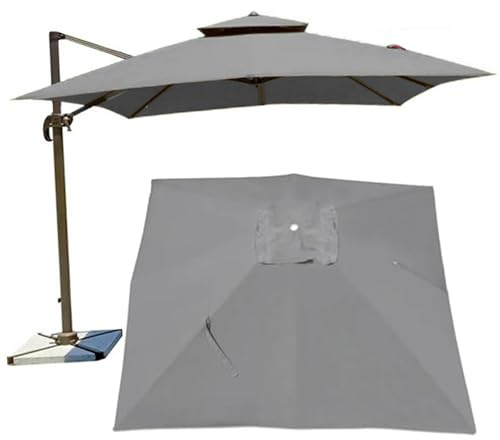 Square Patio Umbrella Canopy Replacement for Hanging Offset Cantilever Outdoor Umbrella 8 Ribs 3x3M-2.5x2.5m Backyard Garden Beach Yard Table Cover(Canopy ONLY) (Grey,3×3M(9.8ft×9.8ft))